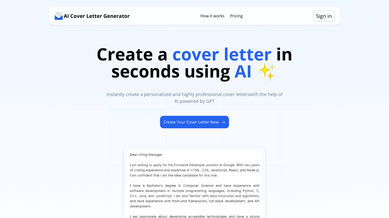 Ai Cover Letter Generator Affiliate Program