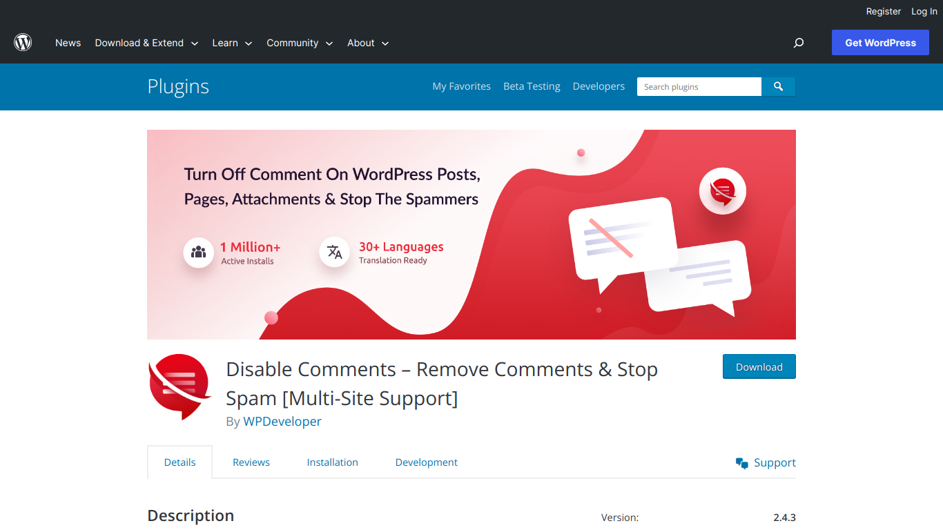 Disable Comments WordPress Plugin