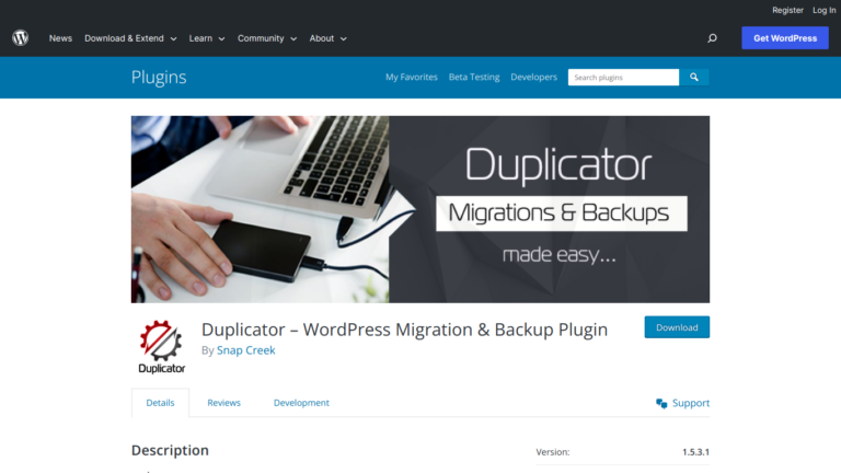 Duplicator Wordpress Plugin