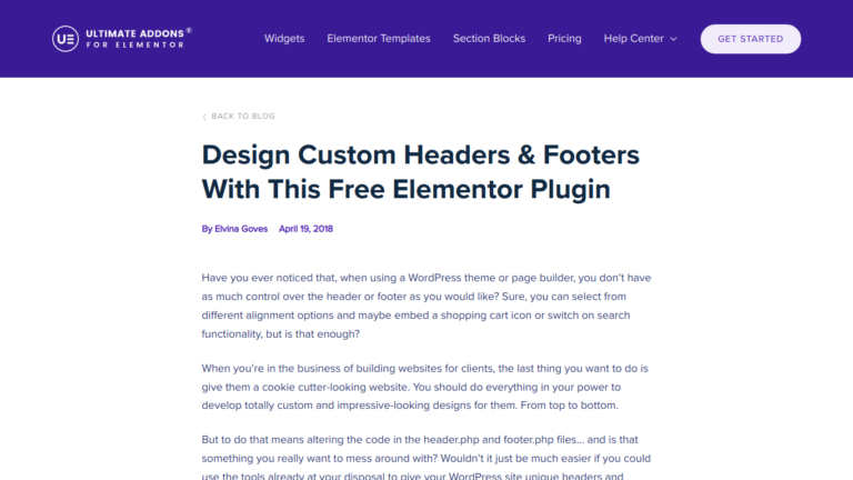 Elementor Header &Amp; Footer Builder Wordpress Plugin