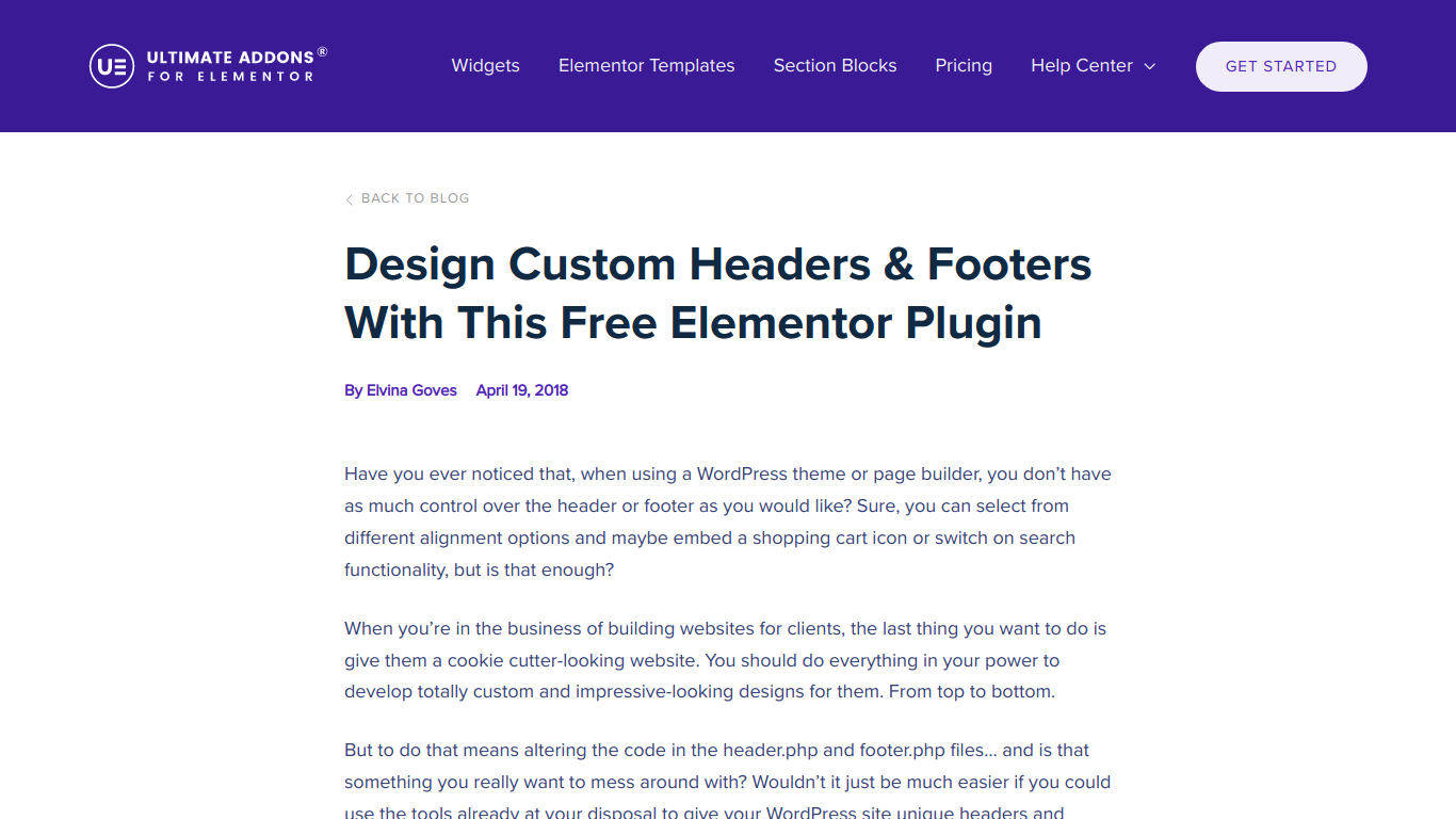 Elementor Header & Footer Builder WordPress Plugin