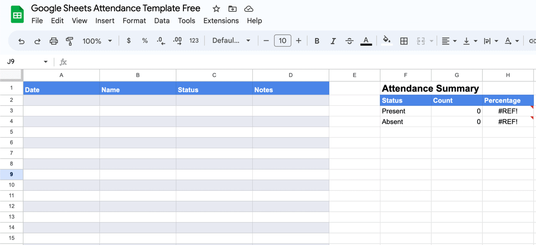 Google Sheets Attendance Template Free - The Nomad Brad | Blog