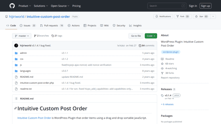 Intuitive Custom Post Order Wordpress Plugin