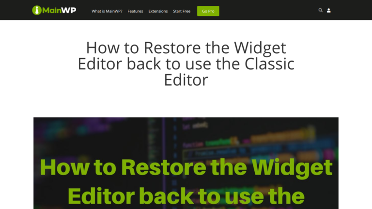 Classic Widgets Wordpress Plugin