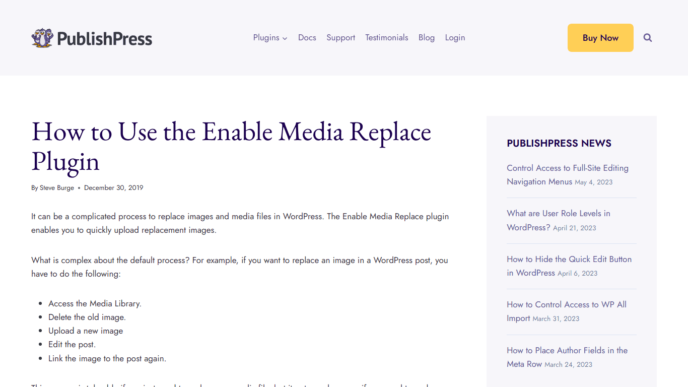 Enable Media Replace WordPress Plugin