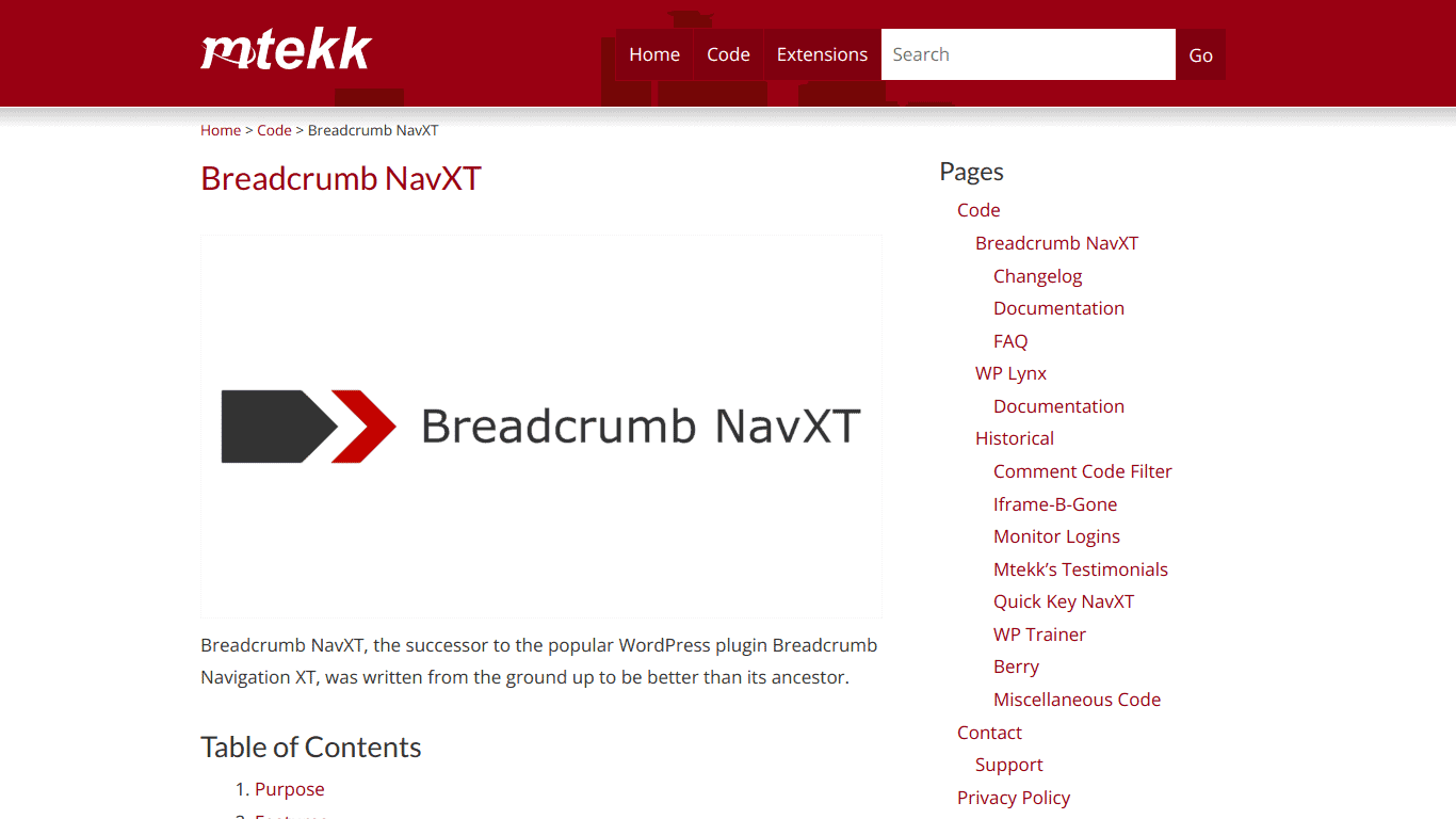 Breadcrumb NavXT WordPress Plugin