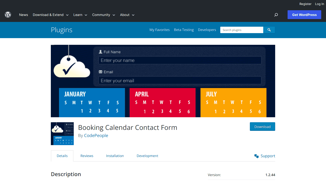 Booking Calendar Contact Form WordPress Plugin